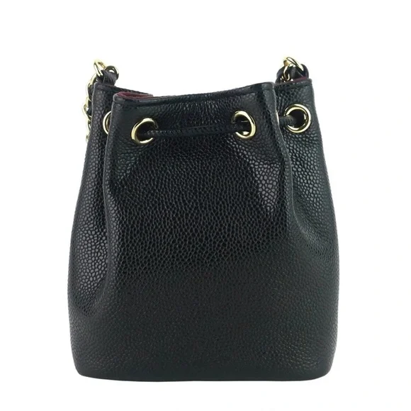 CHANEL Mini CC Black Pocket Caviar Leather Gold Chain & Leather Strap Bucket Bag - Picture 2 of 12
